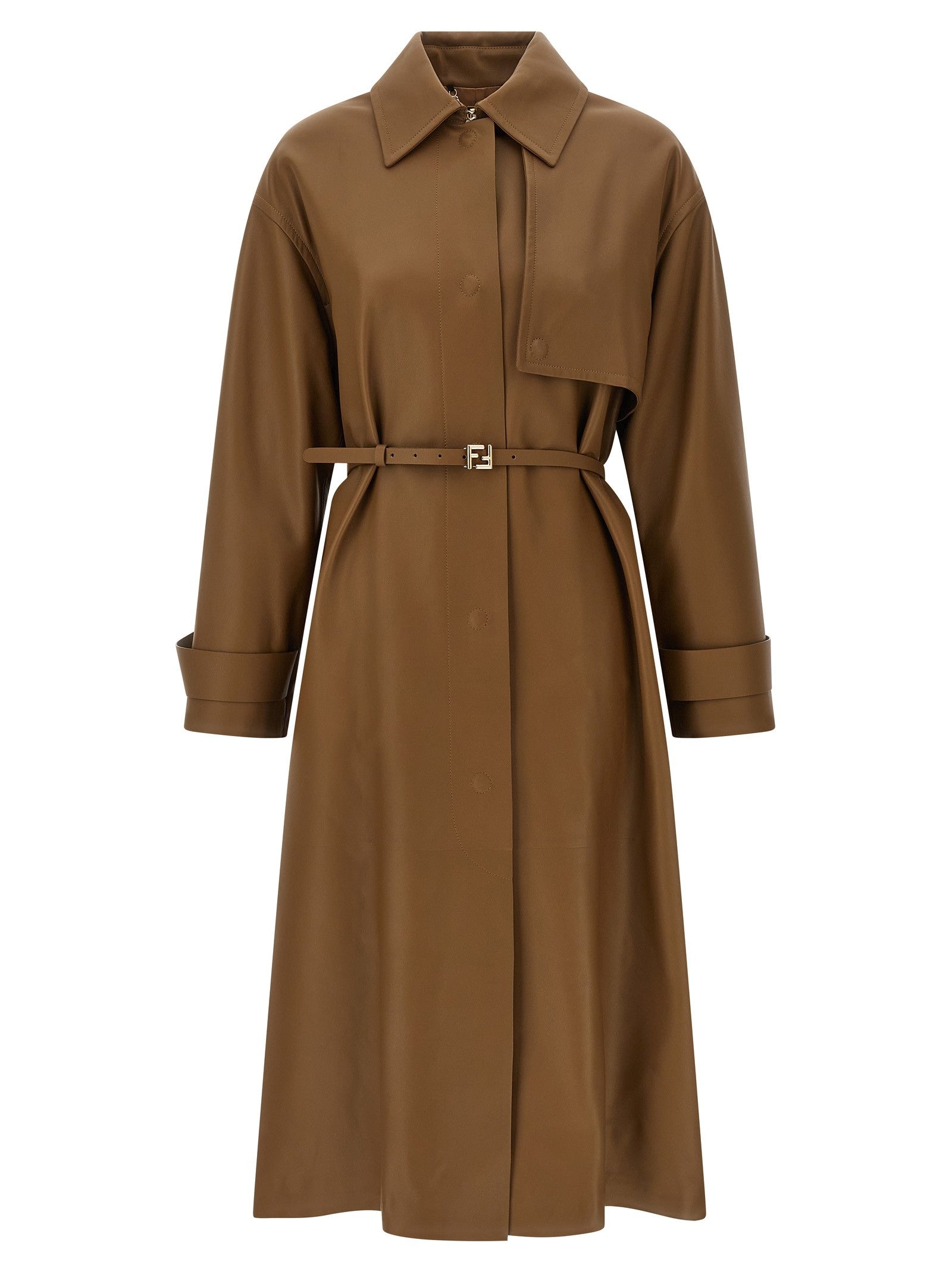Fendi Nappa Trench Coat Brown