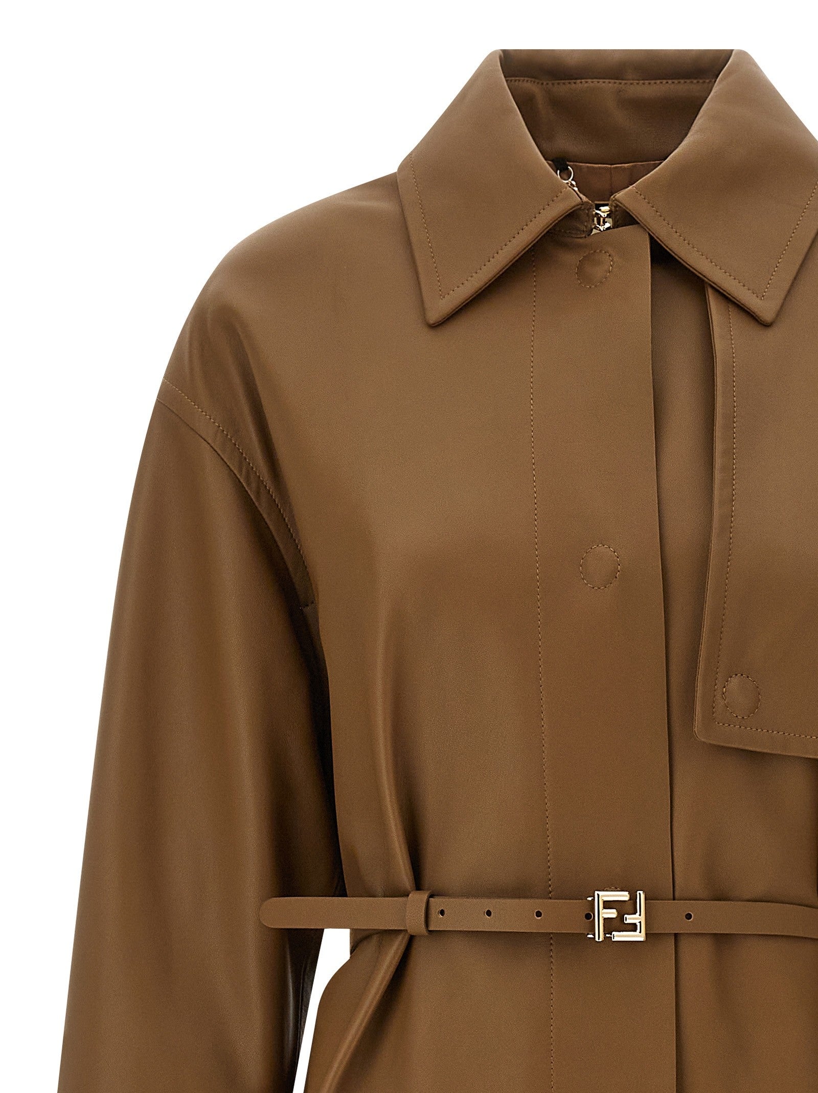Fendi Nappa Trench Coat Brown