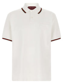 Gucci Nastro Web Polo Shirt White