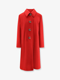 Gucci Women's Natté Wool Coat Red