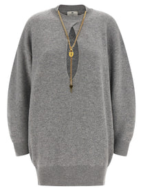 Elisabetta Franchi Necklace Dress Grey