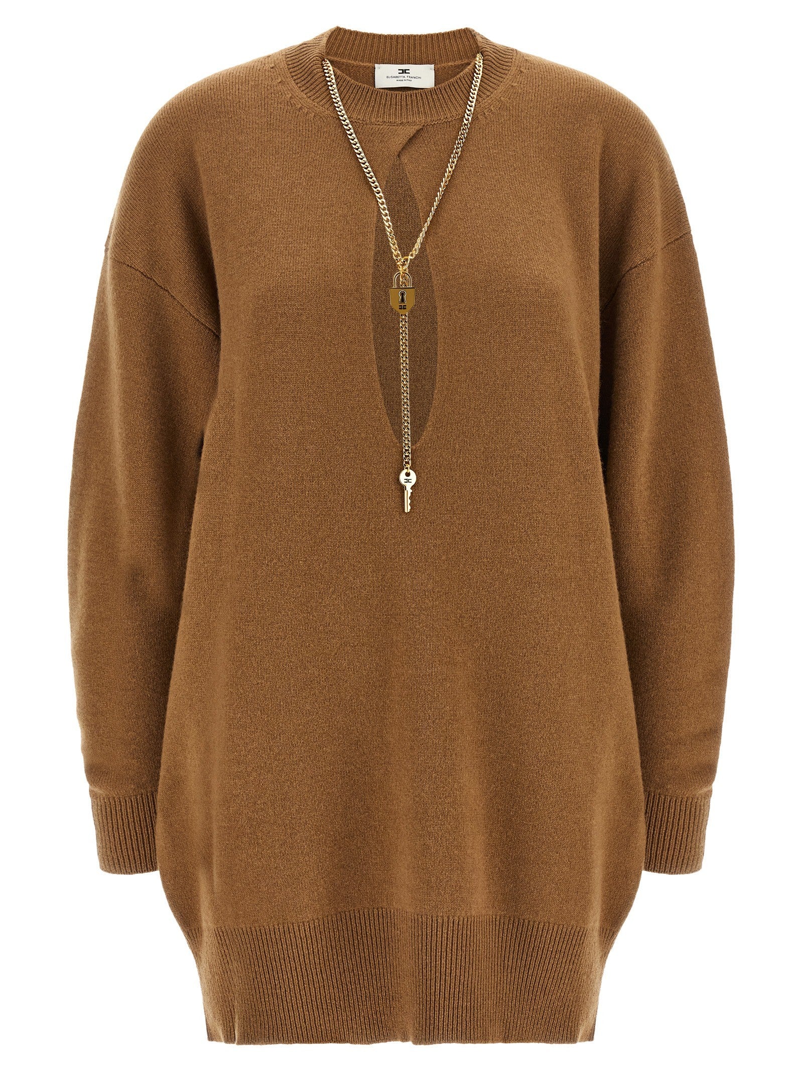Elisabetta Franchi Necklace Dress Brown
