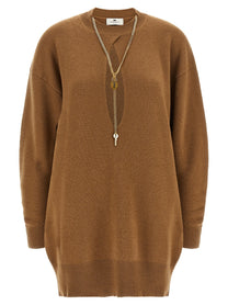 Elisabetta Franchi Necklace Dress Brown