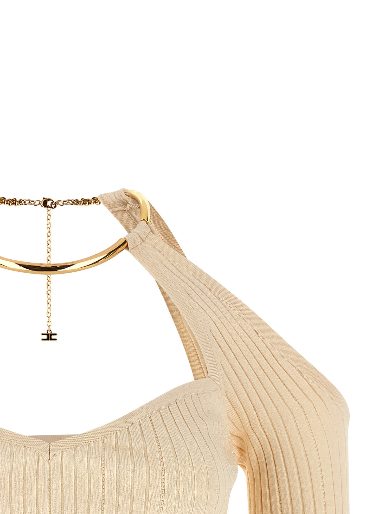 Elisabetta Franchi Necklace Sweater Beige