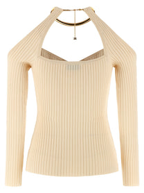 Elisabetta Franchi Necklace Sweater Beige