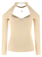 Elisabetta Franchi Necklace Sweater Beige, view 2