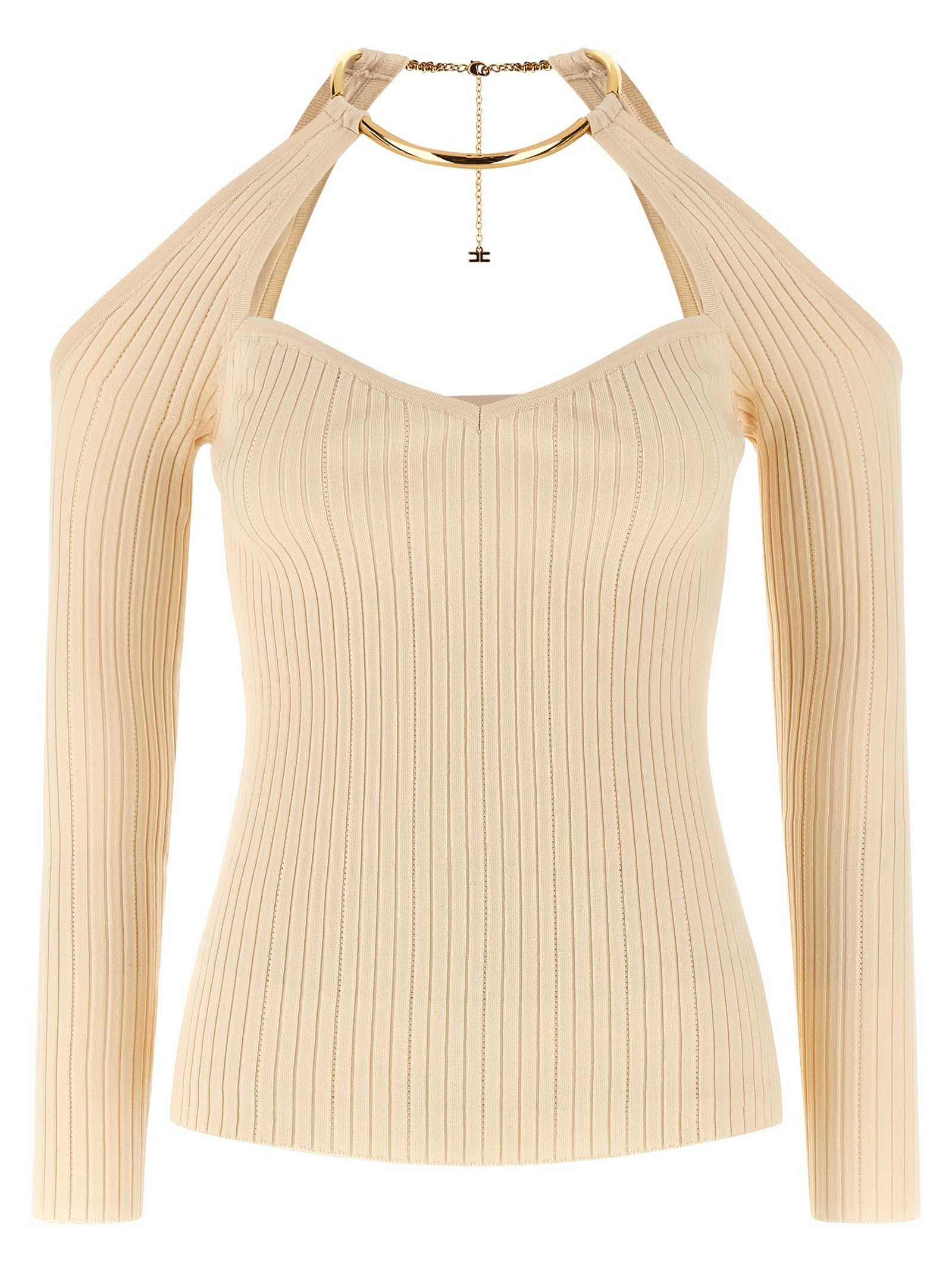 Elisabetta Franchi Necklace Sweater Beige