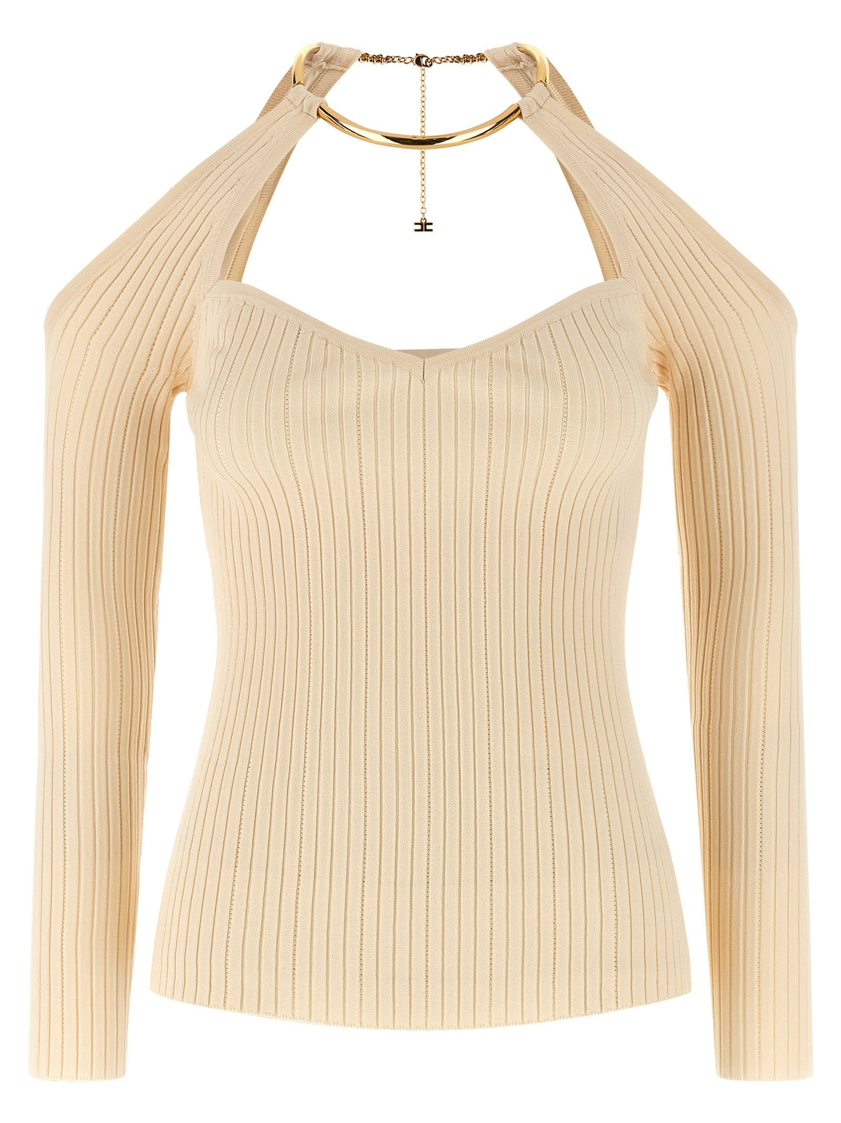 Elisabetta Franchi Necklace Sweater Beige
