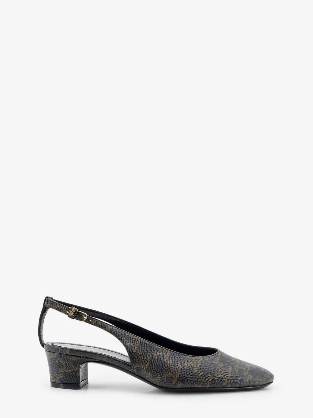 Celine Women's Neo City Triomphe Coated Canvas Écolleté Black