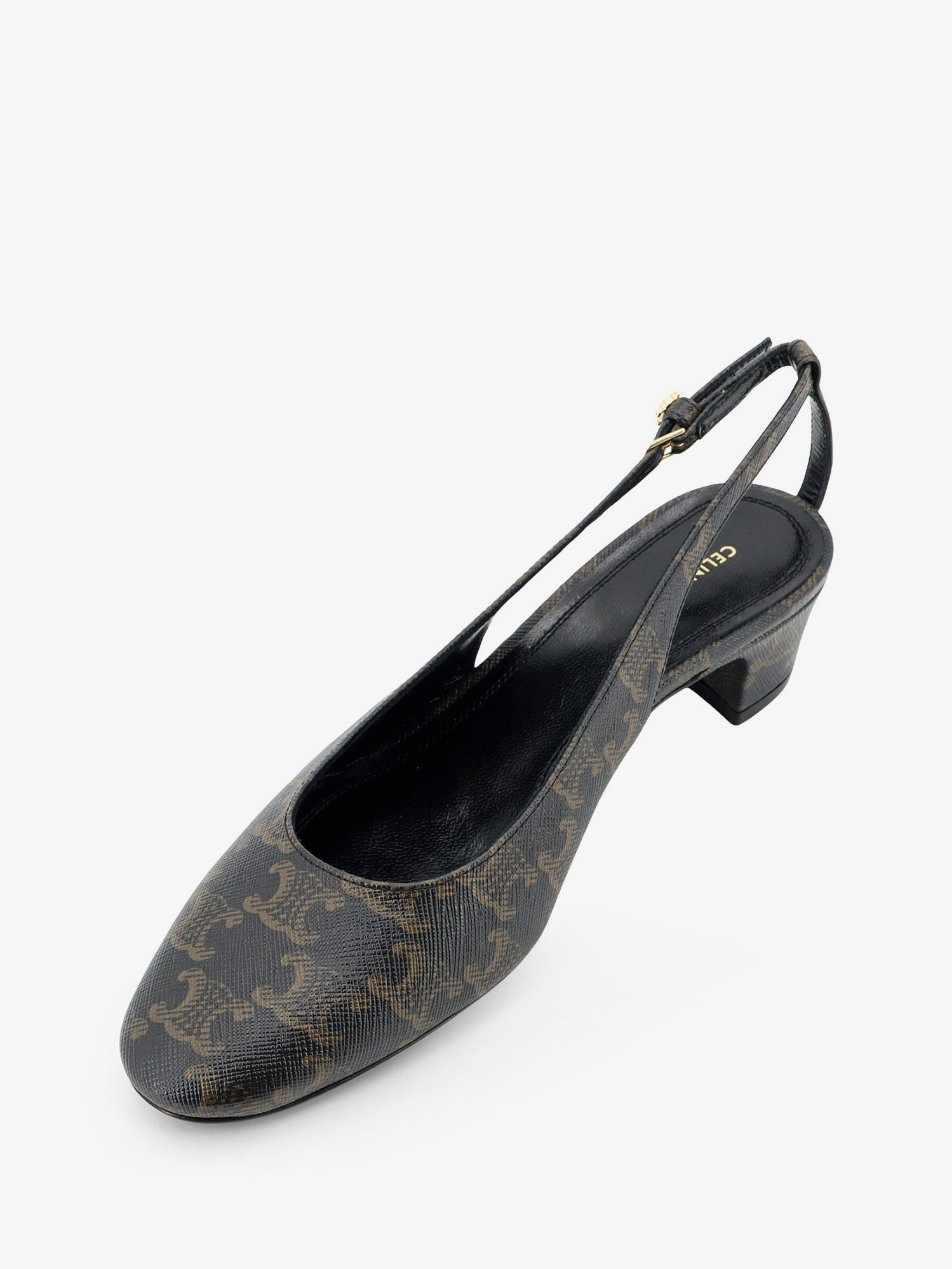 Celine Women's Neo City Triomphe Coated Canvas Décolleté Black