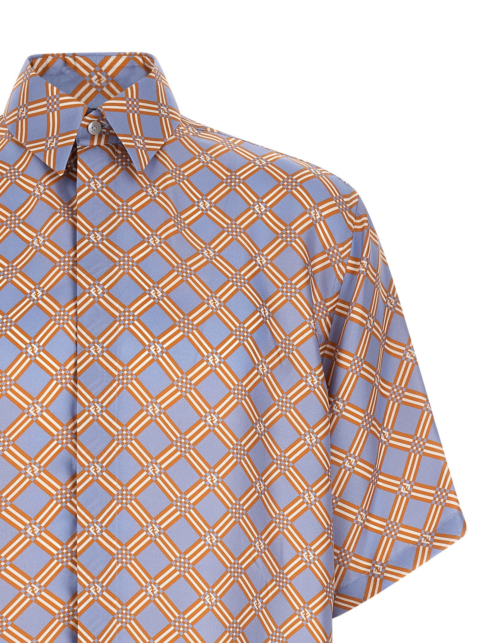 Fendi Net Print Silk Shirt Gold