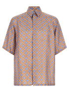 Fendi Net Print Silk Shirt Gold