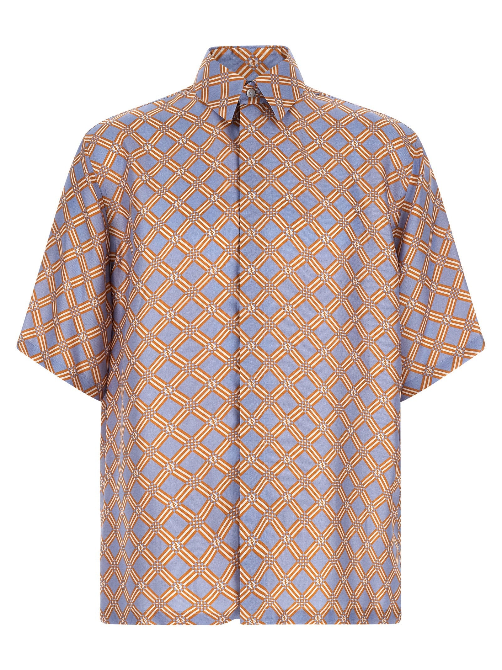 Fendi Net Print Silk Shirt Gold