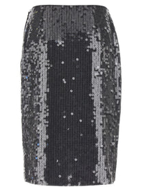 ROTATE Birger Christensen Net Sequin Midi Skirt Grey