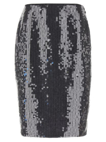 ROTATE Birger Christensen Net Sequin Midi Skirt Grey