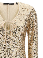 ROTATE Birger Christensen Net Sequins Midi Dress Gold, view 3