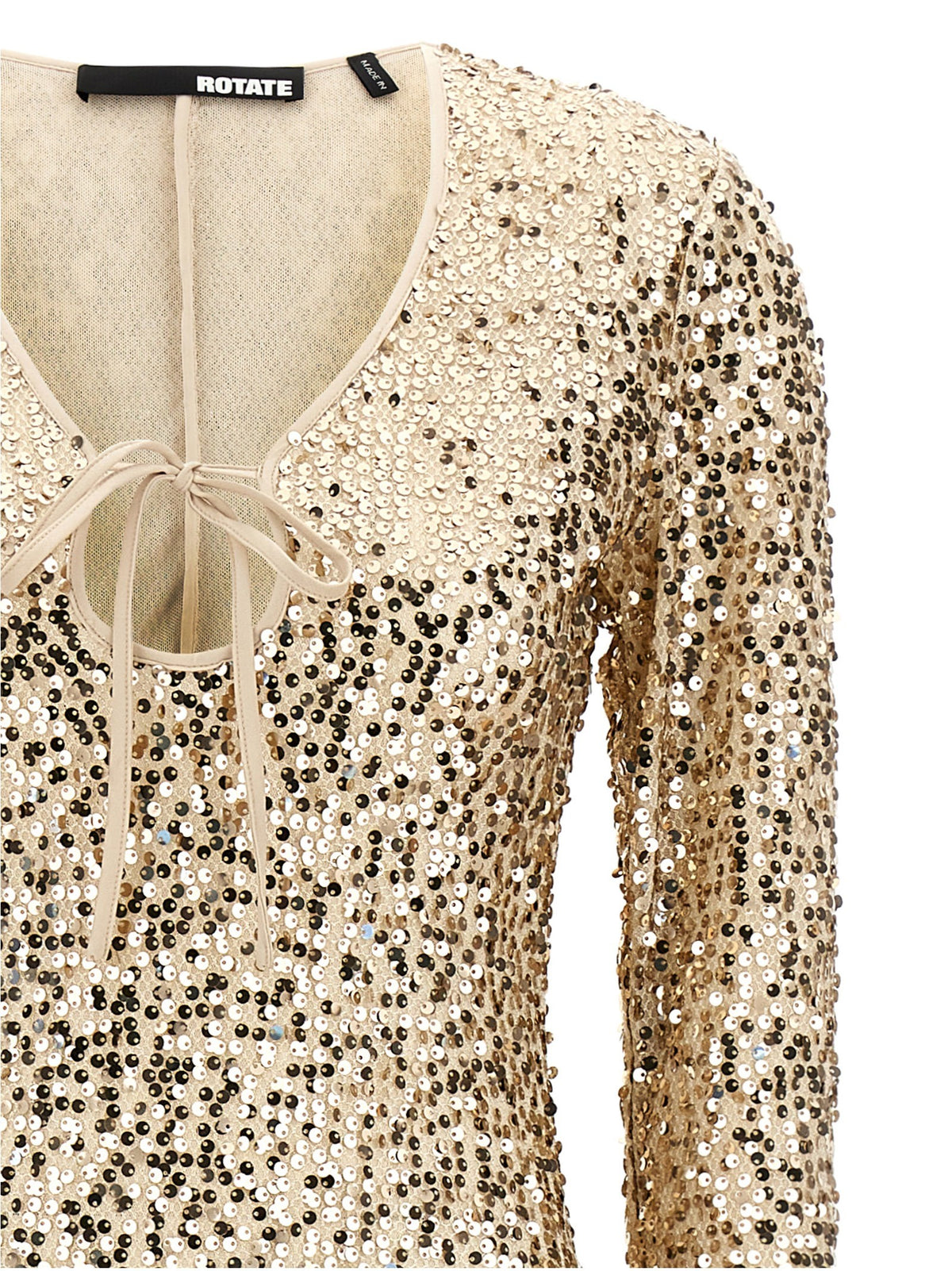 ROTATE Birger Christensen Net Sequins Midi Dress Gold, view 3