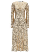 ROTATE Birger Christensen Net Sequins Midi Dress Gold