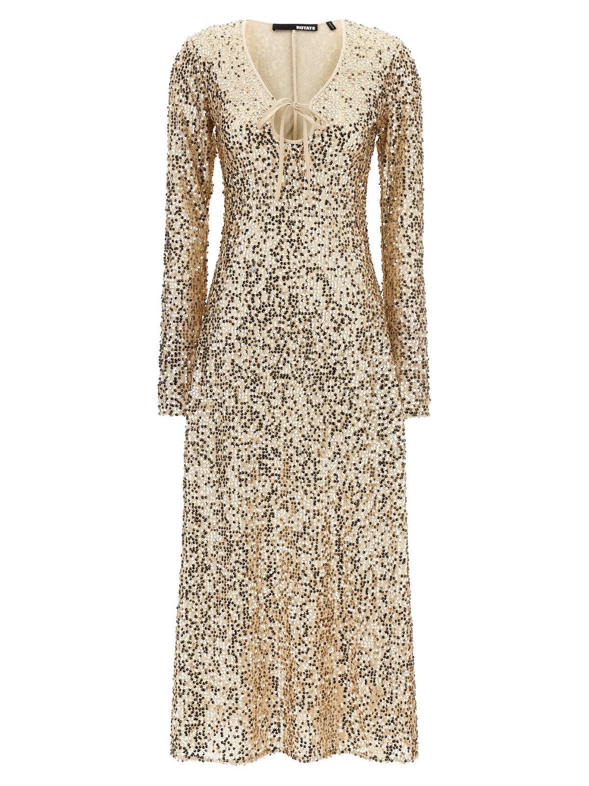 ROTATE Birger Christensen Net Sequins Midi Dress Gold