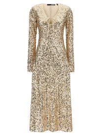ROTATE Birger Christensen Net Sequins Midi Dress Gold