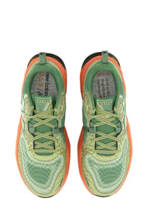 New Balance men’s Hierro sneaker multicolor with green and orange mesh upper and textured sole running shoes