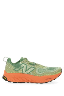 New balance men’s Hierro sneaker multicolor vibrant orange and sage green fresh foam running shoe with textured upper and bold logo