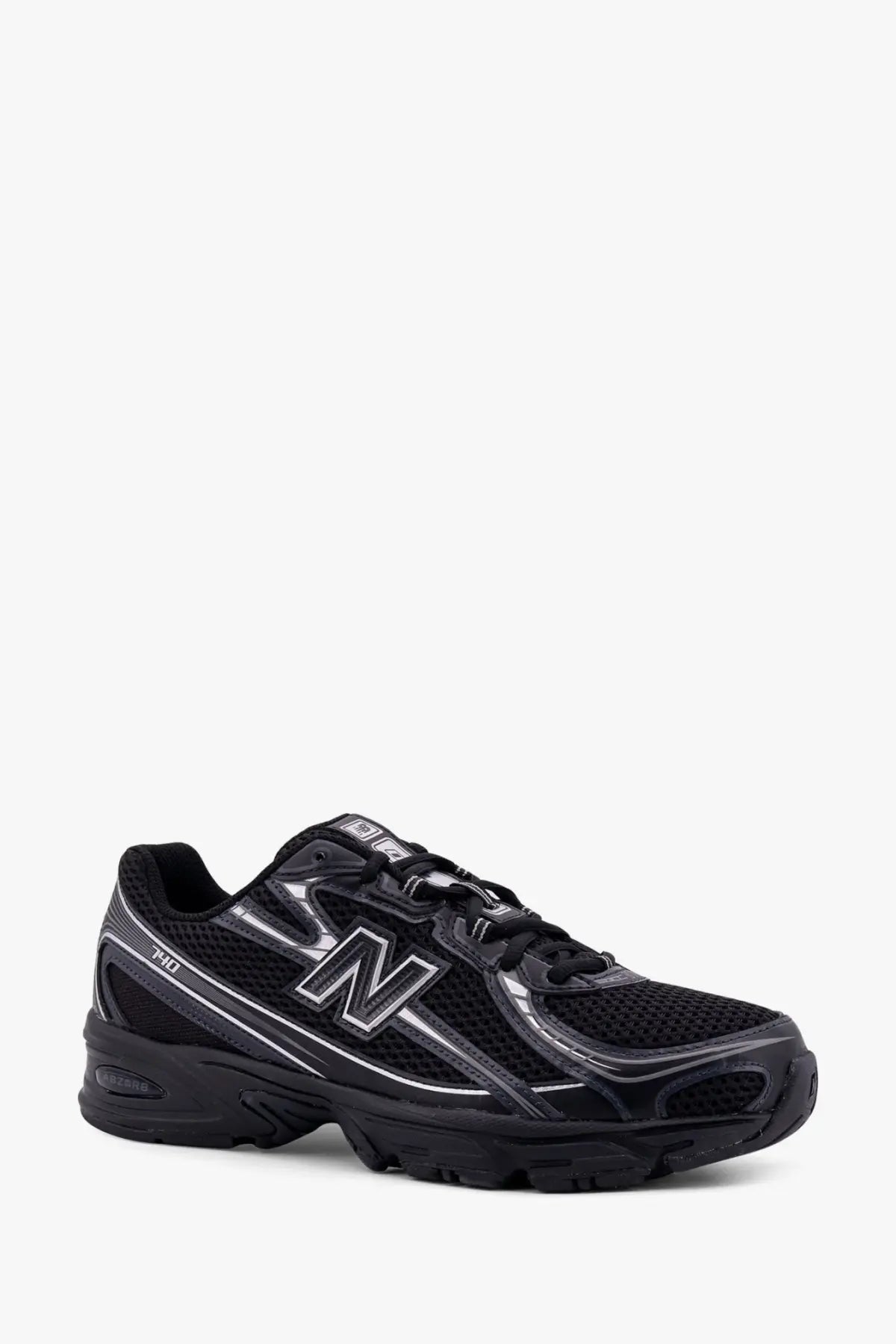New Balance men’s mesh sneakers black with silver accents and breathable mesh upper for running and casual wear