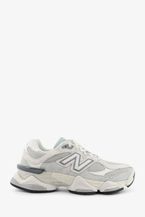 New Balance men’s mesh and suede sneakers grey with gray and white 990v5 design and chunky layered sole