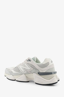 New balance men’s grey mesh and suede sneakers with chunky midsole and translucent rubber outsole
