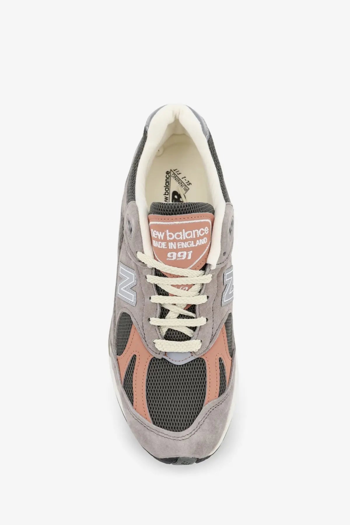 New Balance men’s suede and mesh sneakers grey with gray and dusty rose mesh panels suede overlays and white laces