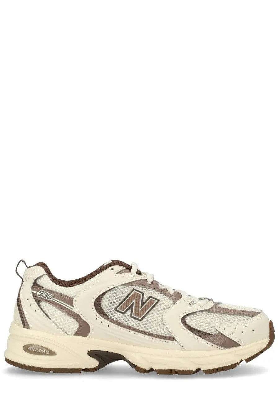New Balance unisex sneaker beige with cream and brown mesh and synthetic overlays for casual wear