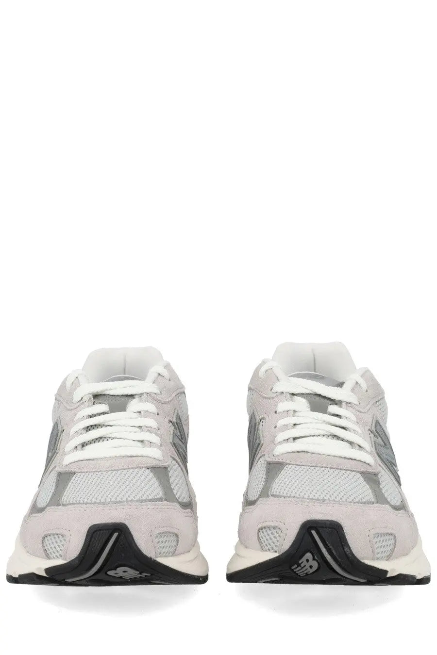 New balance unisex sneaker grey in light gray and silver with mesh and suede upper white laces and black outsole