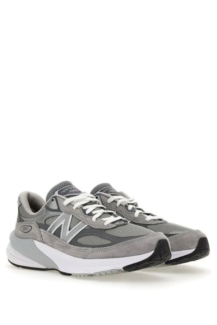 New balance unisex sneaker 990v6 grey with mesh and suede upper white laces and chunky midsole made in usa