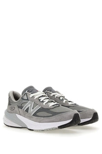 New balance unisex sneaker 990v6 grey with mesh and suede upper white laces and chunky midsole made in usa