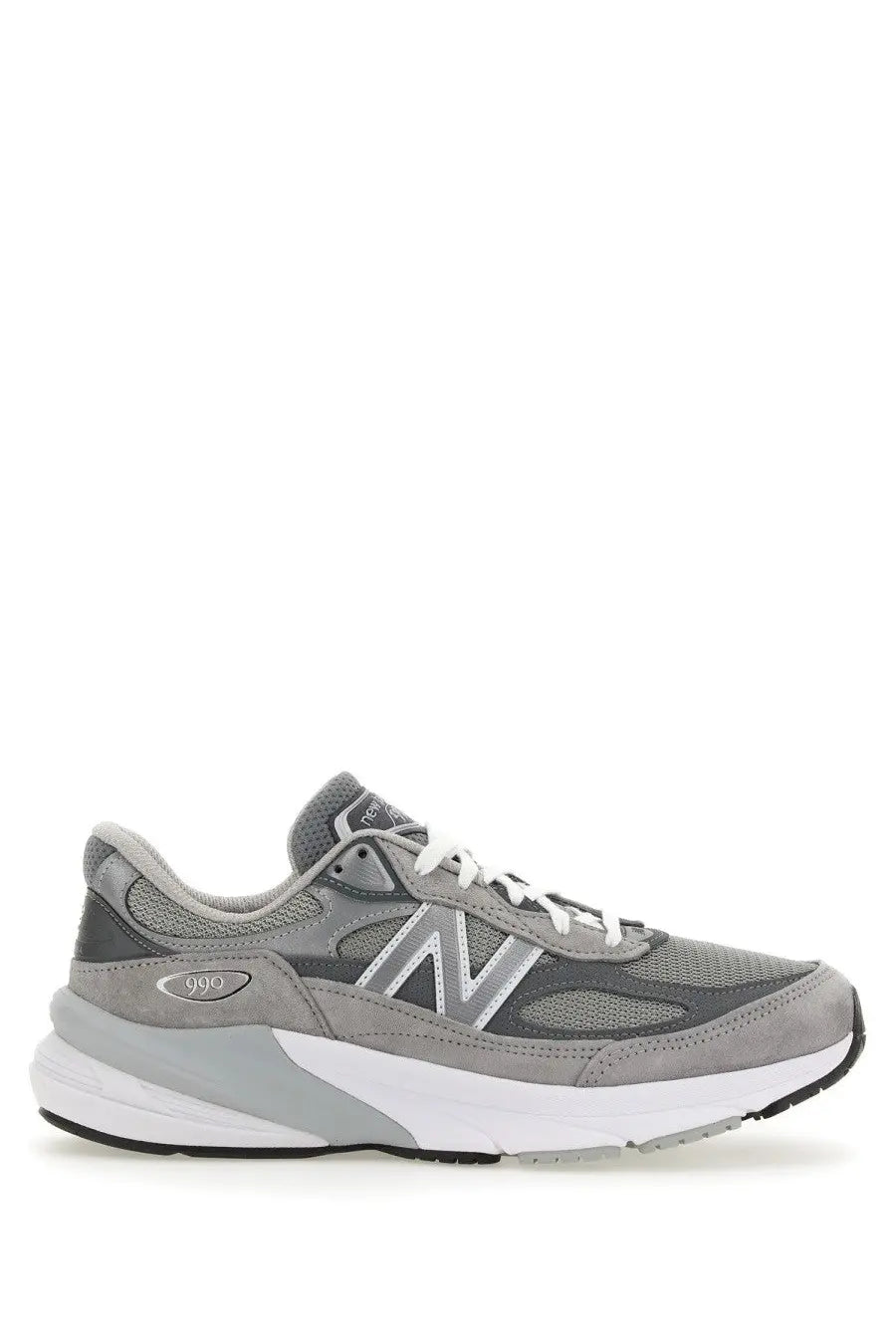New balance unisex sneaker made in usa 990v6 grey with gray mesh and suede upper white laces and white midsole