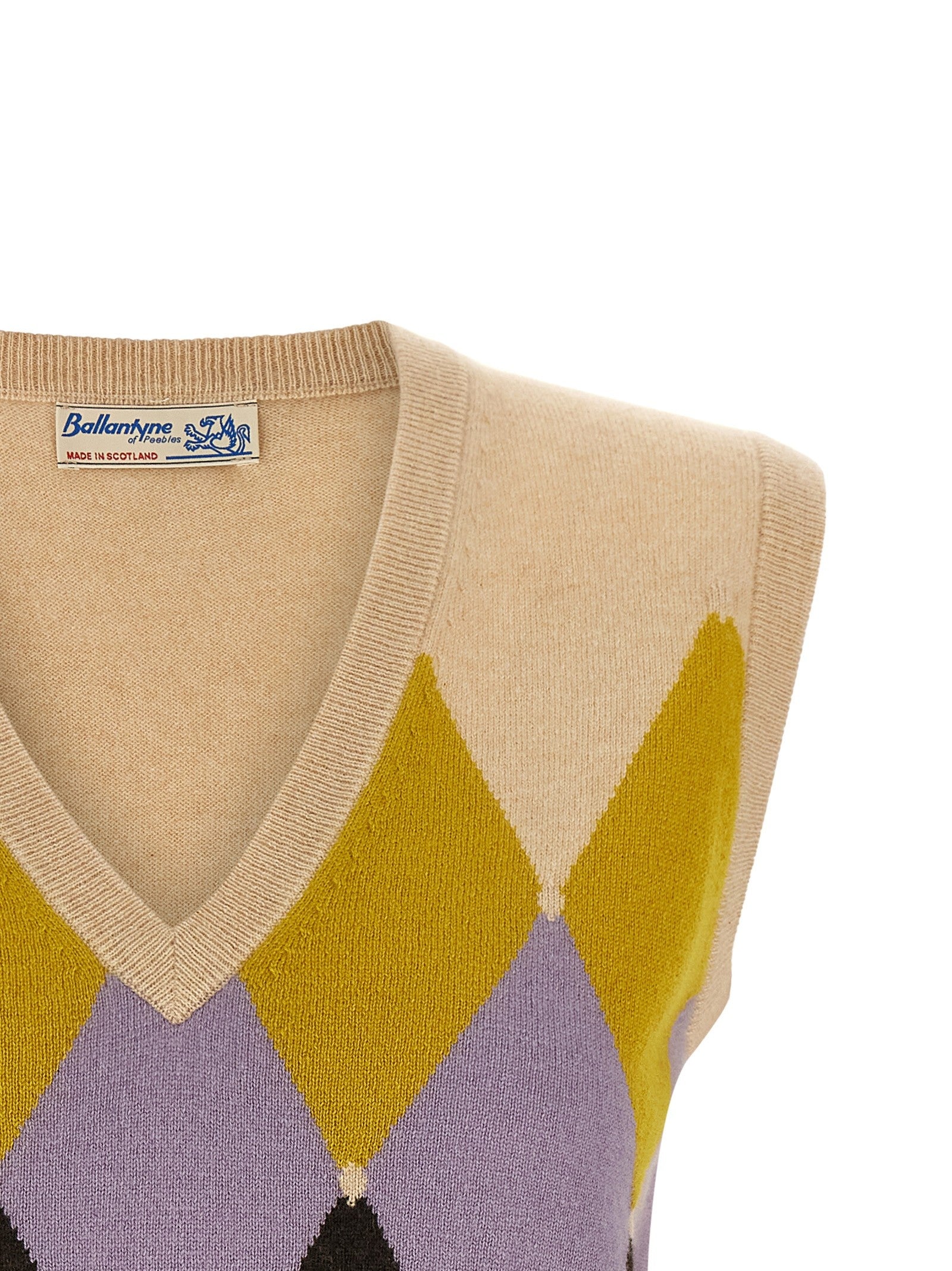Ballantyne New Diamond Vest Argyle Beige