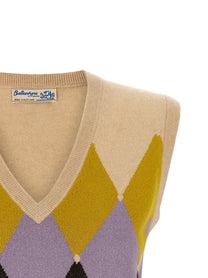 Ballantyne New Diamond Vest Argyle Beige