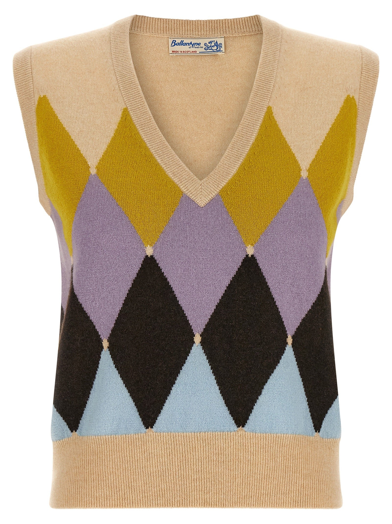Ballantyne New Diamond Vest Argyle Beige
