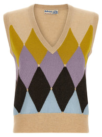 Ballantyne New Diamond Vest Argyle Beige
