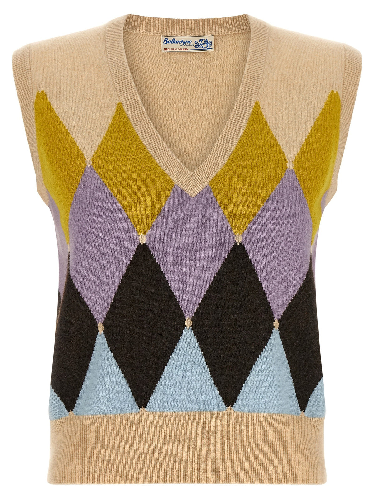 Ballantyne New Diamond Vest Argyle Beige