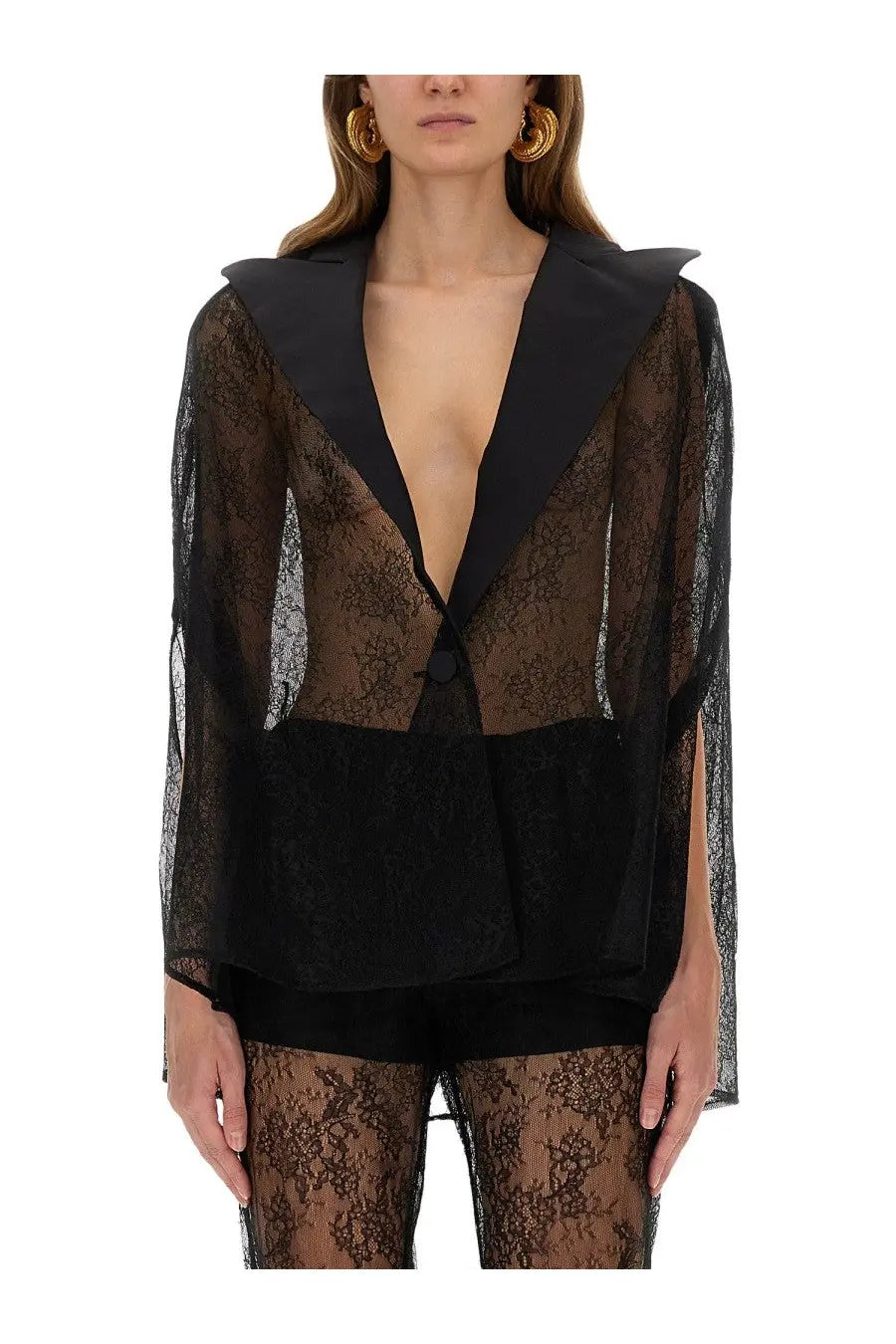 Nina Ricci Women's Blazer Inspired Lace Cape Black