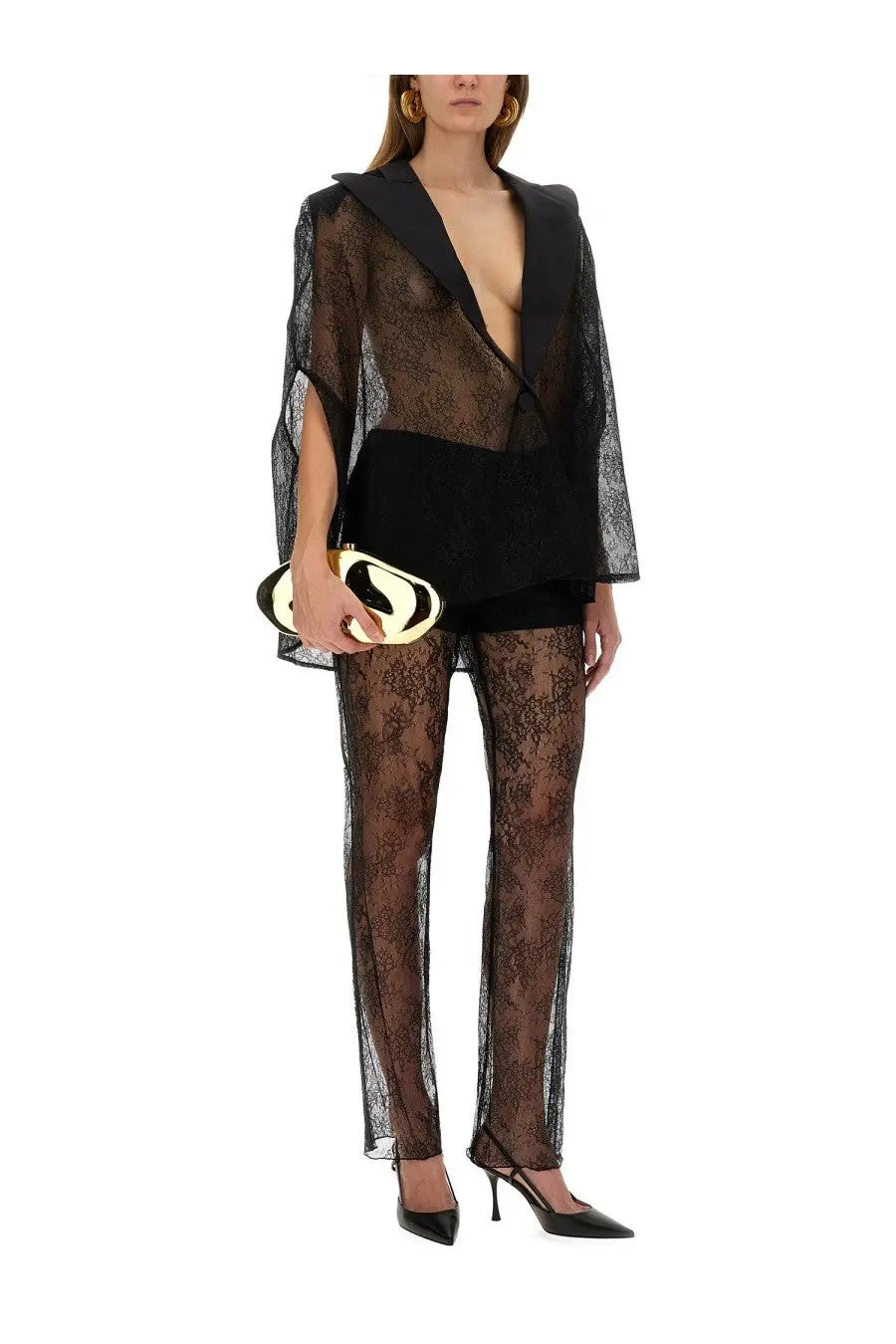 Nina Ricci Women's Blazer Inspired Lace Cape Black, view 2