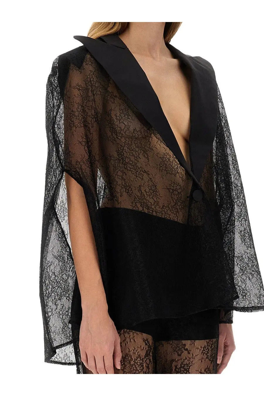 Nina Ricci Women's Blazer Inspired Lace Cape Black, view 4