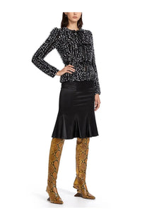 Nina Ricci women’s black sequined cropped jacket with puffed sleeves and bow at the waist
