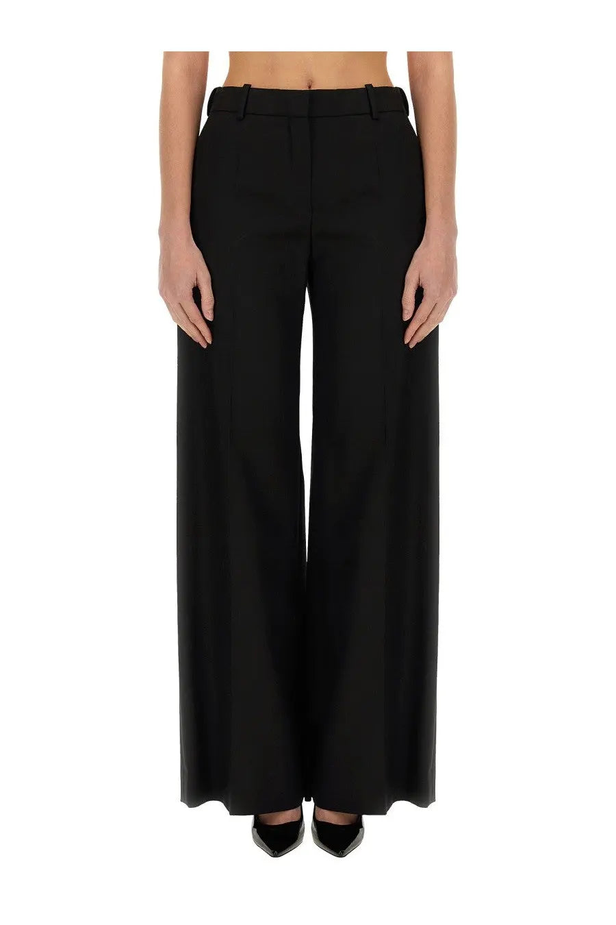 Nina ricci women’s black wide gabardine pants with a sleek tailored fit and high waistband