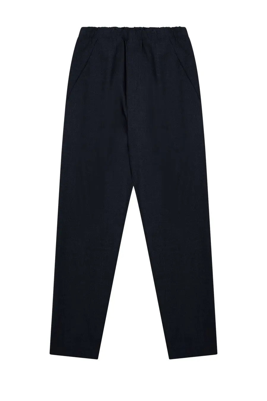 NineIntheMorning men’s pantalone mirko blue black tapered trousers with relaxed fit and elastic waistband