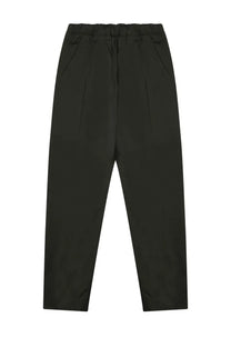 Nineinthe morning men’s pantalone mirko green slim-fit black trousers with elastic waistband and subtle front pleats