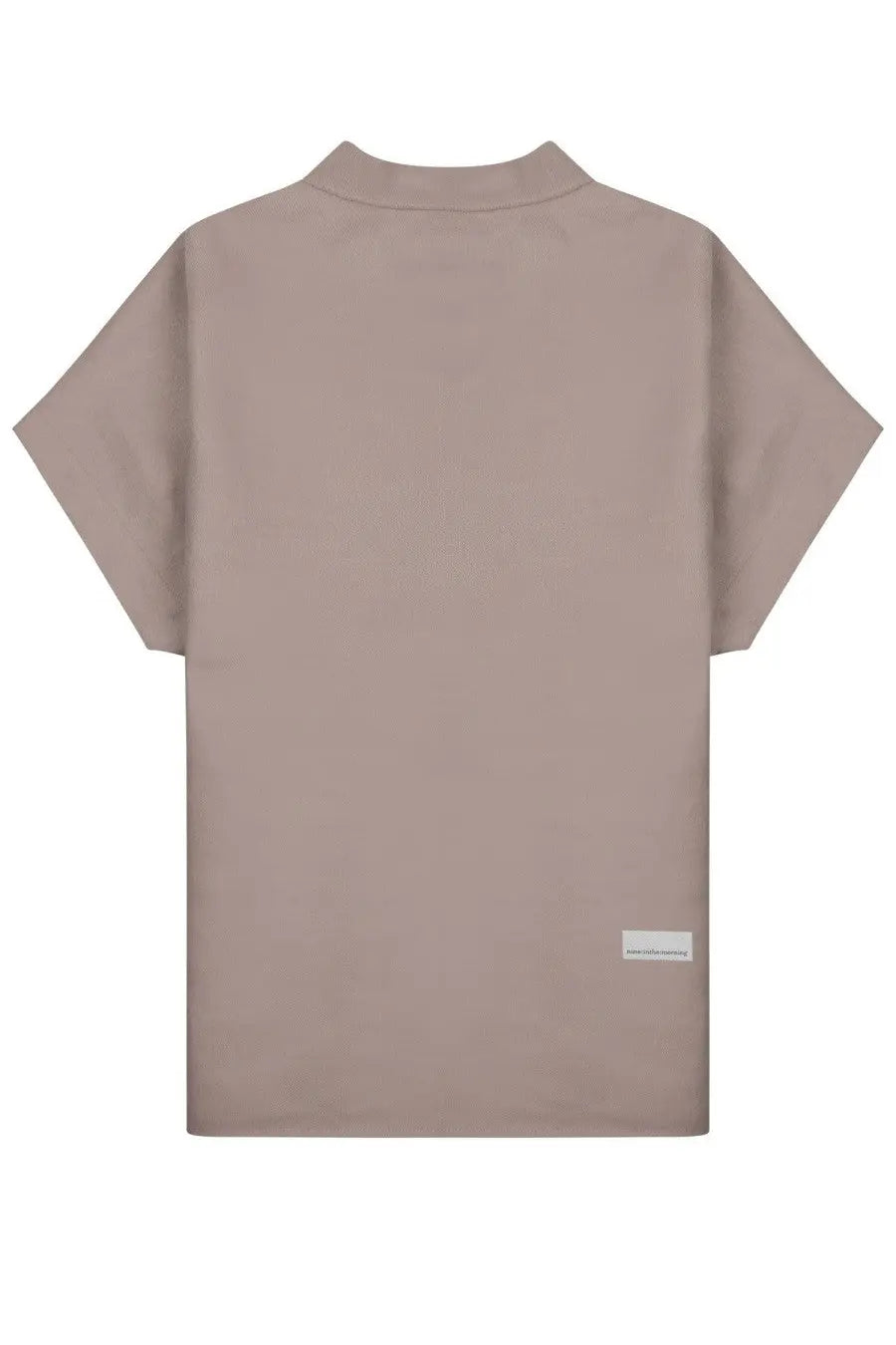 Nine:Inthe:Morning women’s camicia ilenia beige minimalist short-sleeved t-shirt with crew neck and subtle stitching details