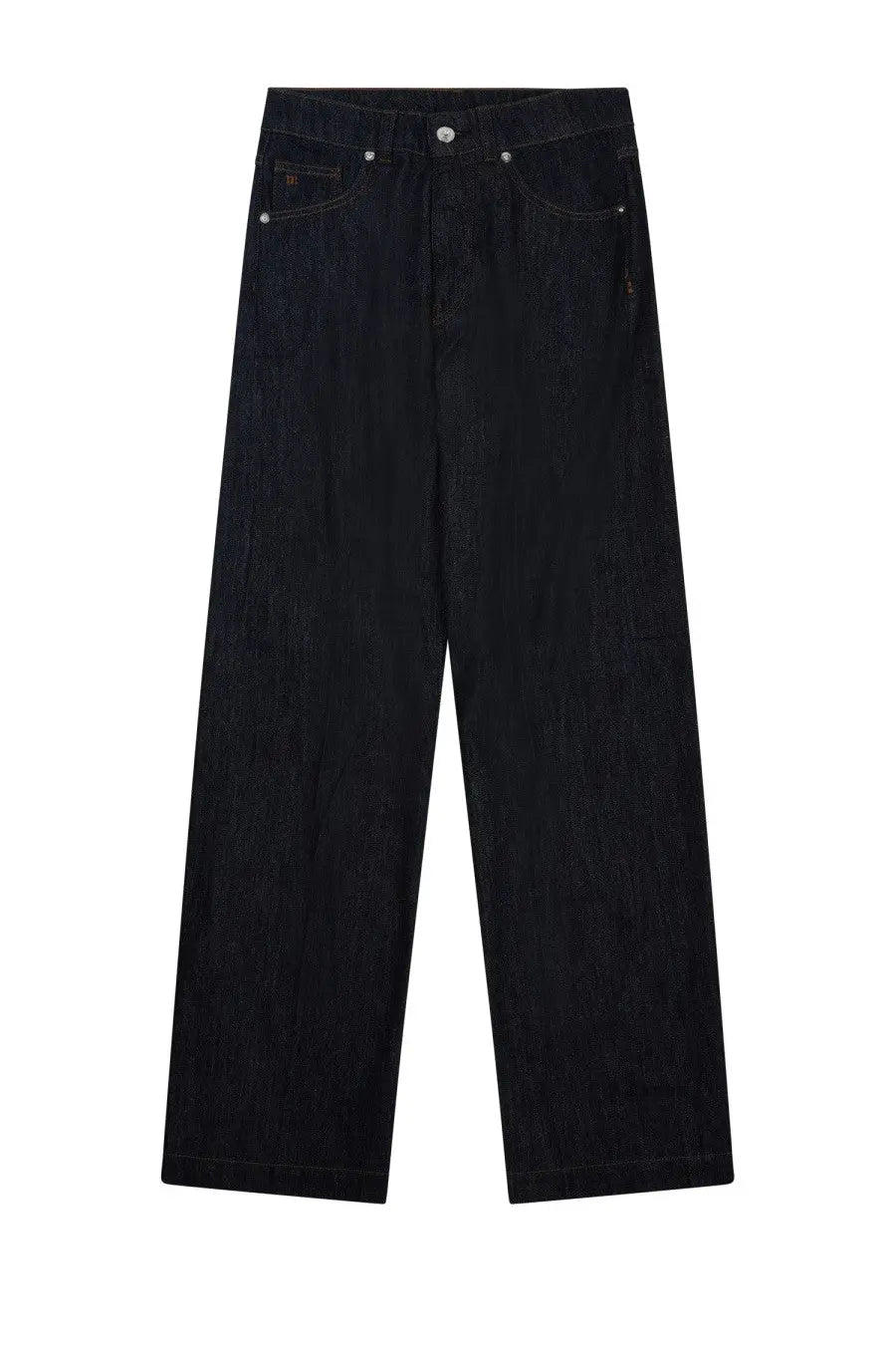Nine Inthe Morning women’s dark-wash denim jeans audrey blue with straight-leg cut and silver-toned button closure