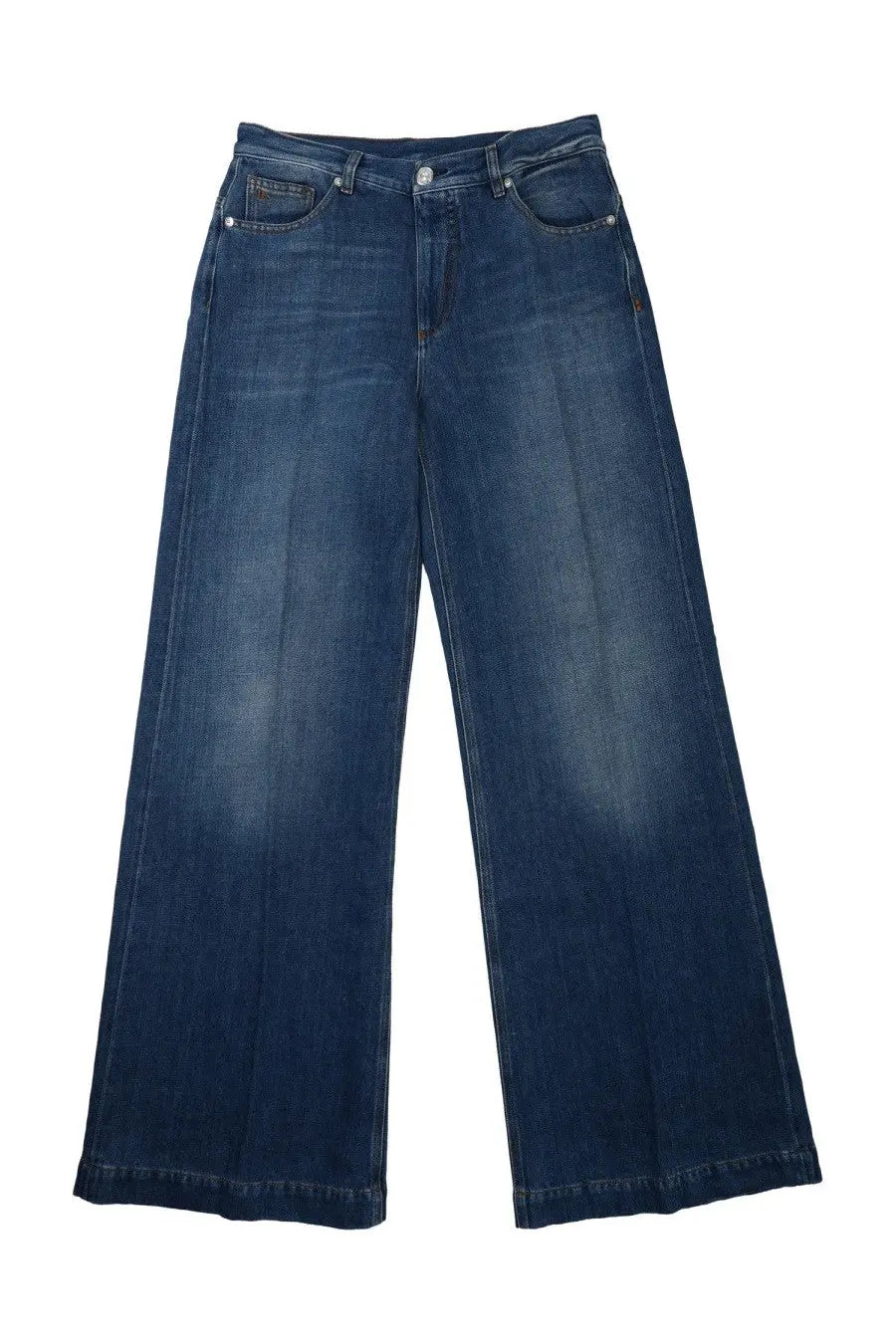Nine Inthe Morning women’s dark blue denim jeans with wide-leg cut and classic five-pocket design palazzo style